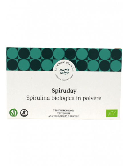 Spiruday 7 giorni spirulina biologica in polvere.
Brand Severino Becagli.