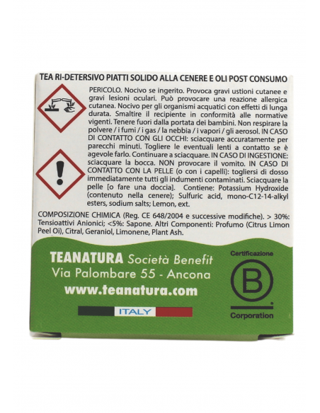Ri-Detersivo Piatti a Mano Solido alla Cenere.
Brand TeaNatura.