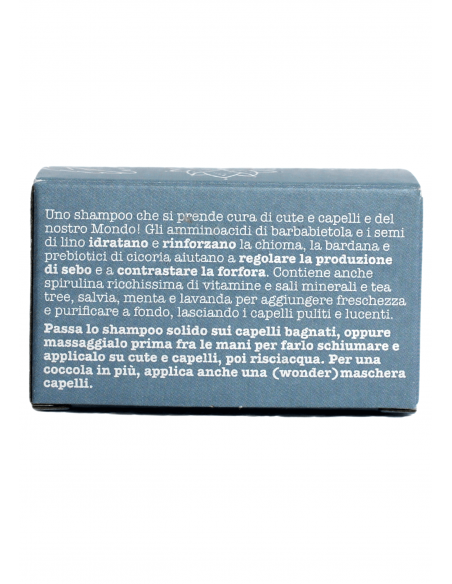 Shampoo Solido Purezza purificante e anti-forfora.
Brand La Saponaria.