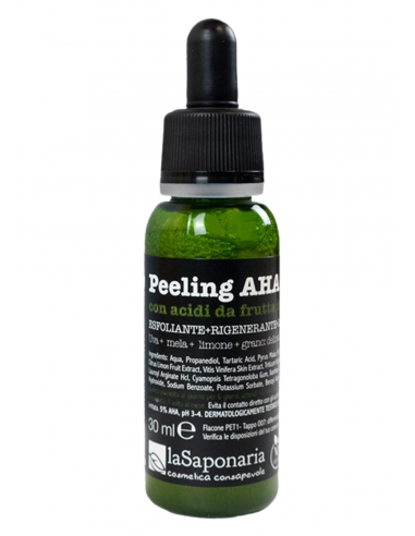 La Saponaria Peeling AHA. con Acidi da Frutta. Esfoliante e Rigenerante. Idee dalla Natura Shop.