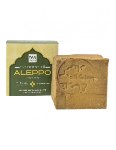 Sapone Vegetale di Aleppo solido con olio di oliva e alloro.
Brand TeaNatura.