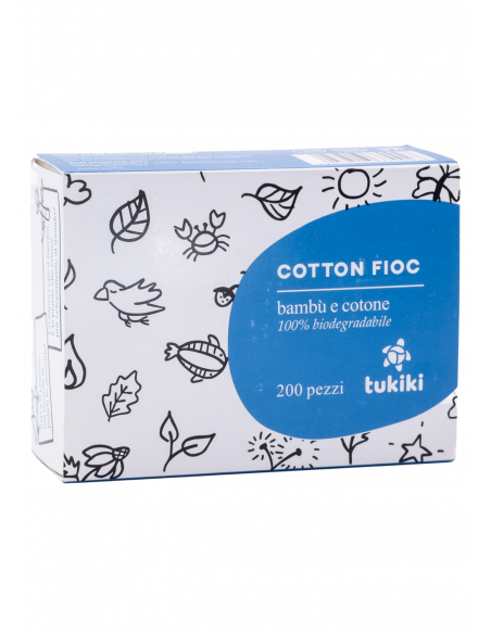 Cotton Fioc in Bambu e Cotone 100% Biodegradabili.
Brand Tukiki.